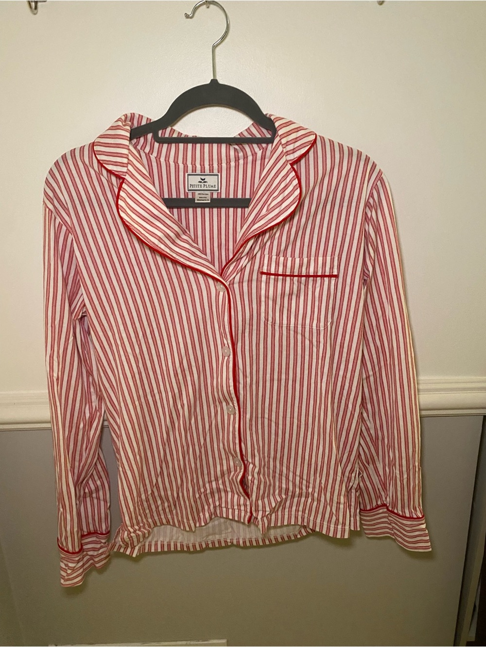 Petite Plume Red & White Striped Button Pajama set